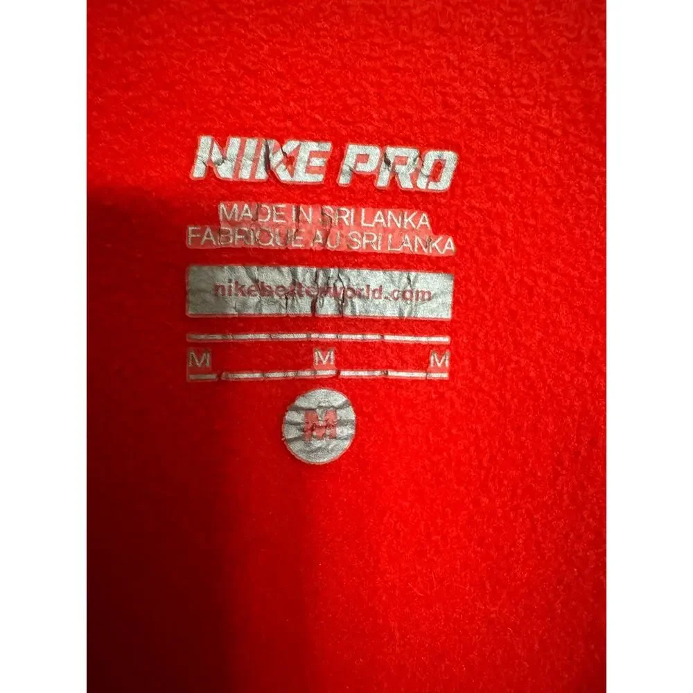 Nike Pro Women’s M Red Dri-FIT 1/2 Zip Running Training Pullover Thumbholes